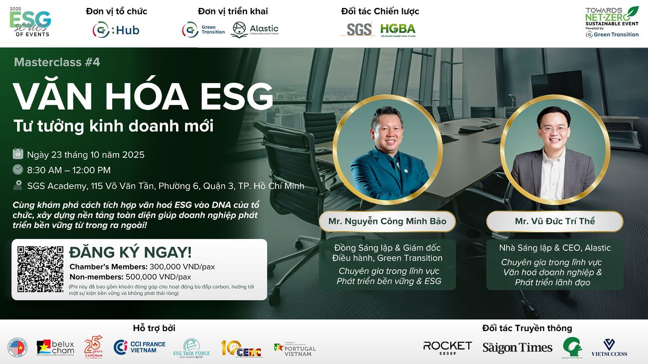 BUỔI ĐÀO TẠO MASTERCLASS#04: VĂN HÓA ESG – TƯ TƯỞNG KINH DOANH MỚI
